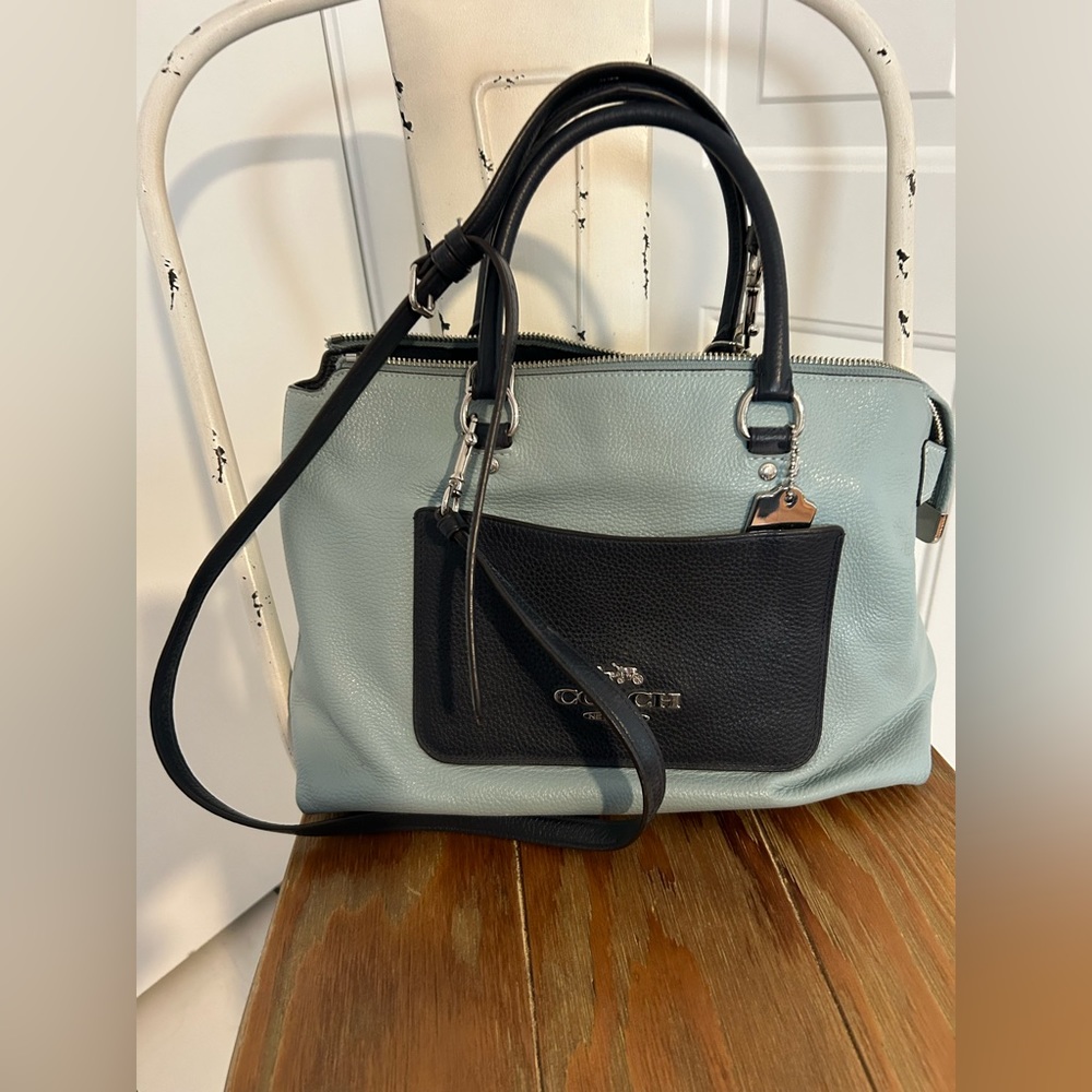 Used Rare Blue Coach Leather Emma Satchel